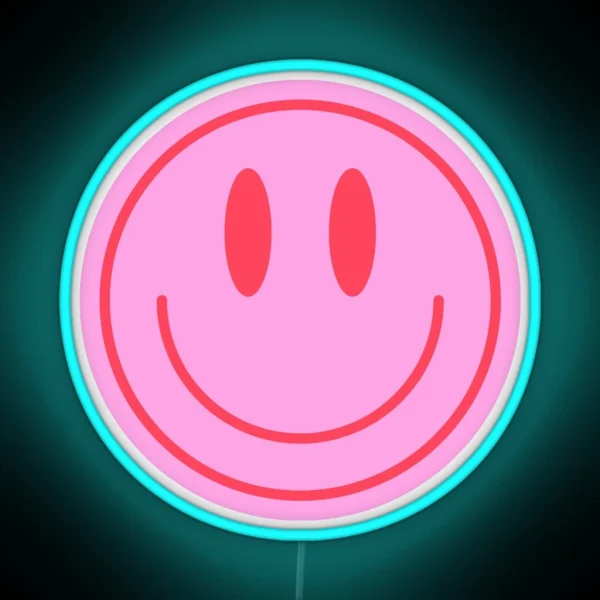 Pink Smiley Face RGB Neon Sign