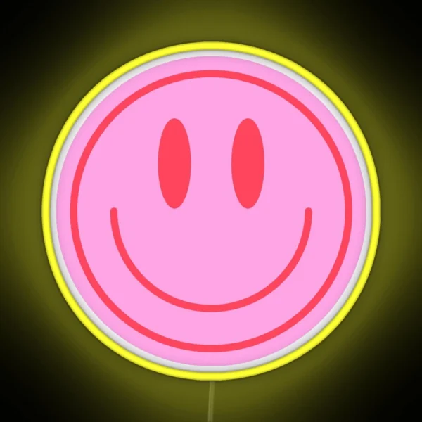 Pink Smiley Face RGB Neon Sign