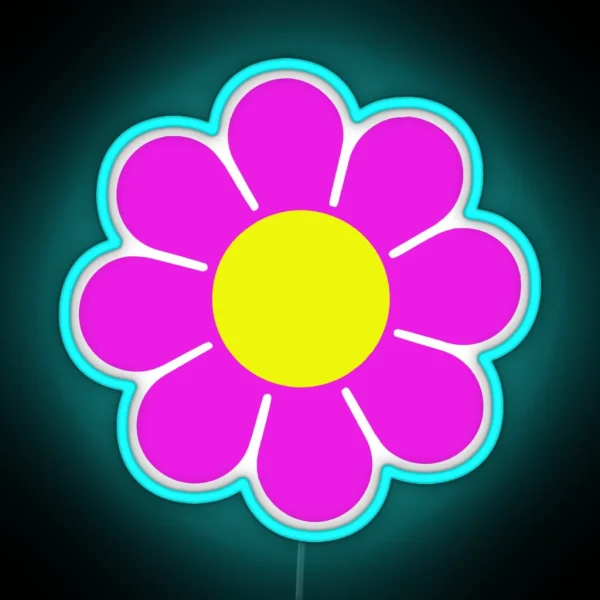Pink Yellow Hippy Flower Daisy RGB Neon Sign
