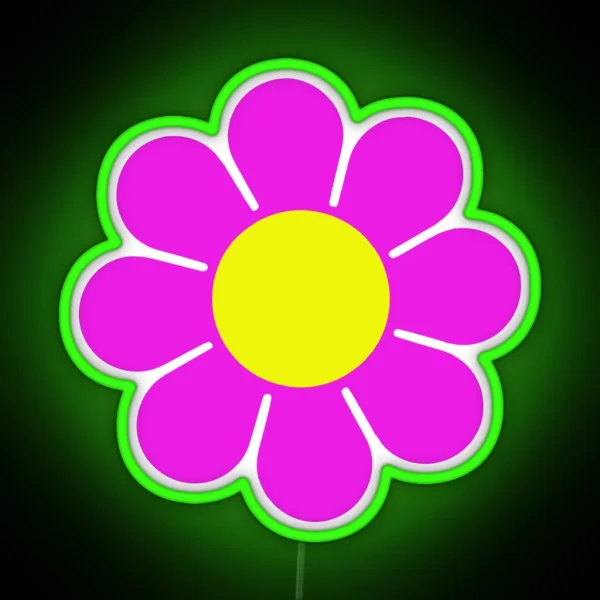 Pink Yellow Hippy Flower Daisy RGB Neon Sign