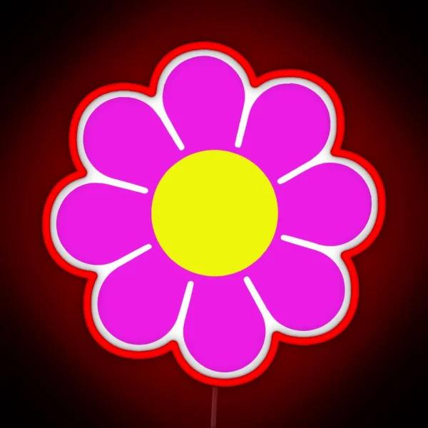Pink Yellow Hippy Flower Daisy RGB Neon Sign