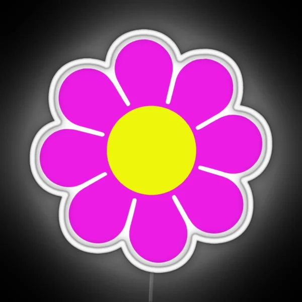 Pink Yellow Hippy Flower Daisy RGB Neon Sign
