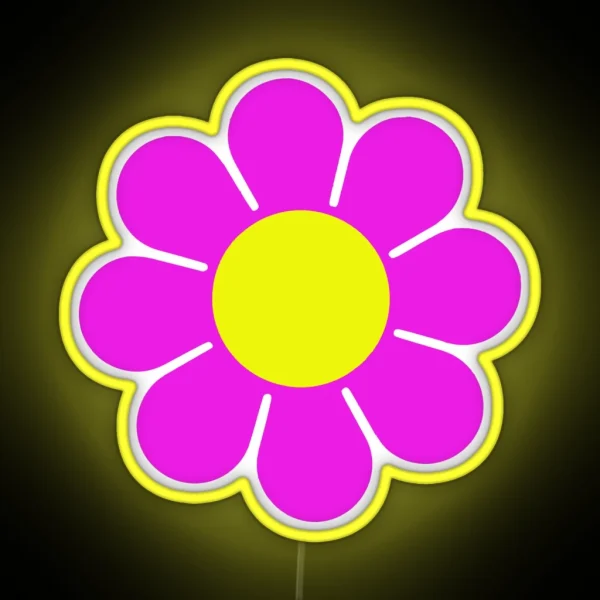 Pink Yellow Hippy Flower Daisy RGB Neon Sign