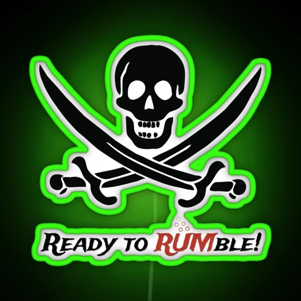 Pirate Skull And Swords Ready To Rumble RGB Neon Sign