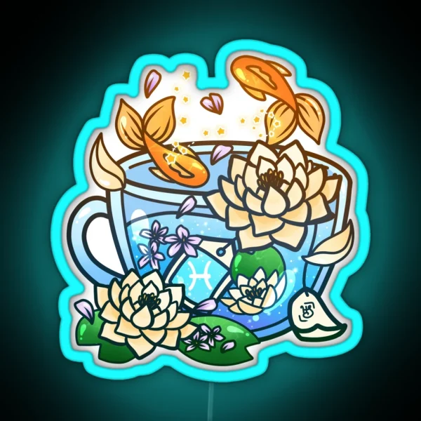Pisces Zodiac Teacup RGB Neon Sign