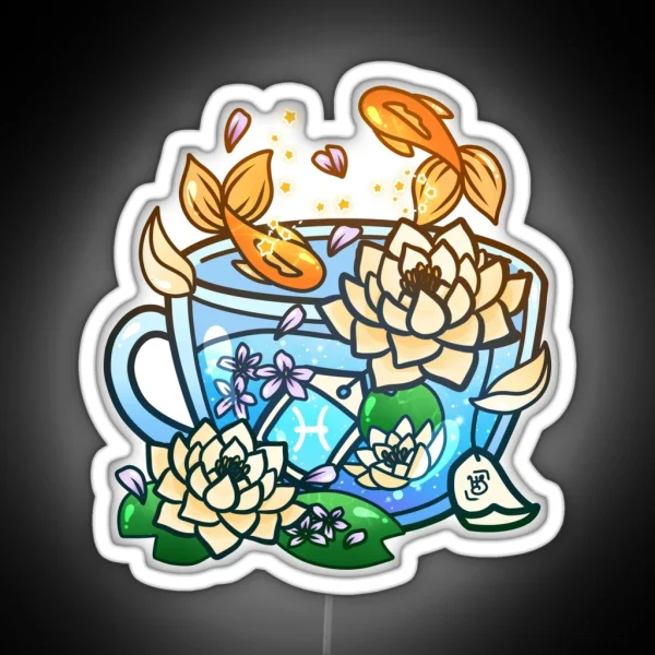 Pisces Zodiac Teacup RGB Neon Sign