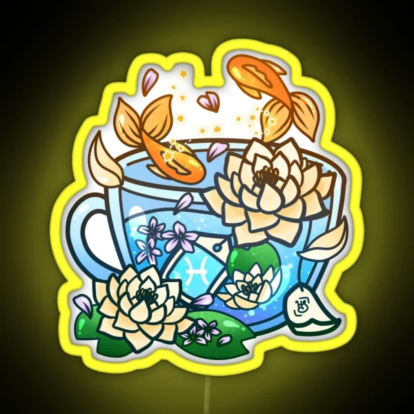 Pisces Zodiac Teacup RGB Neon Sign