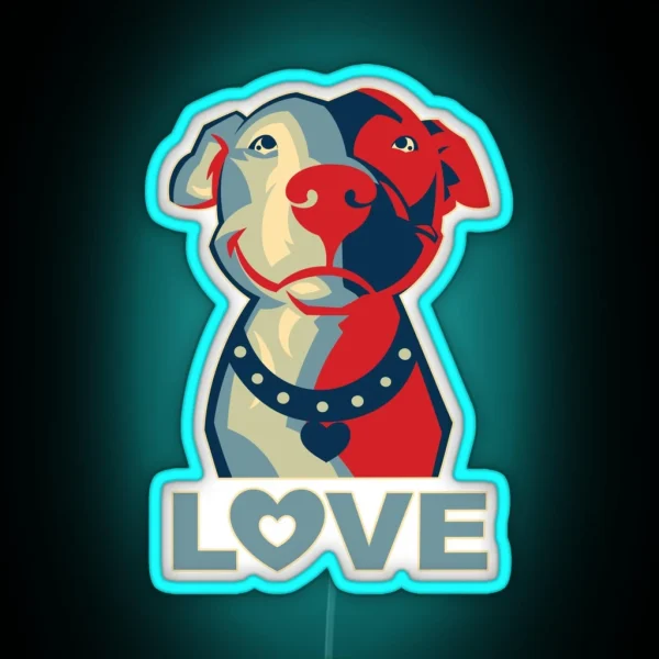 Pitbull LOVE RGB Neon Sign