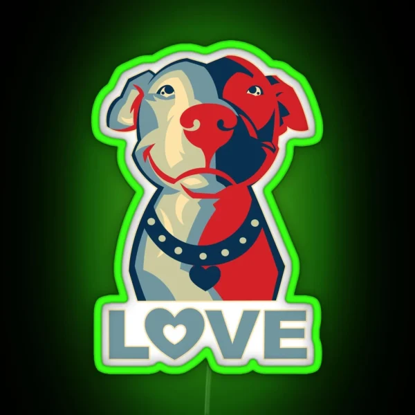 Pitbull LOVE RGB Neon Sign