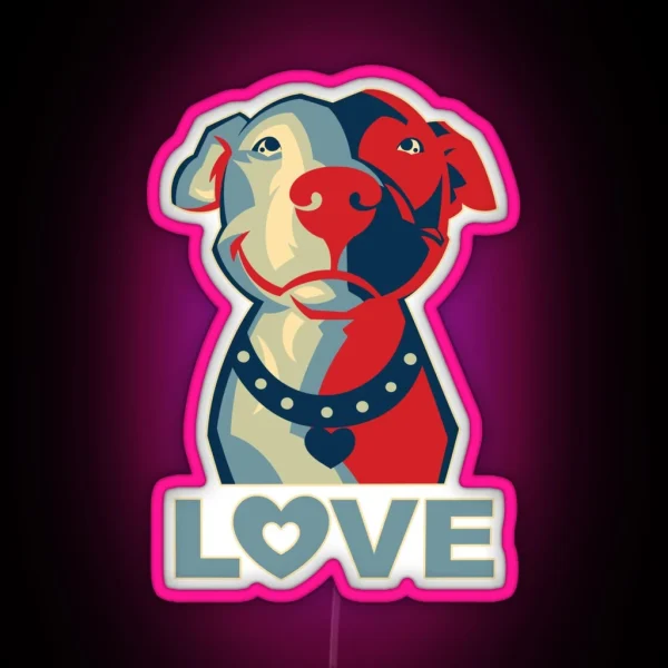 Pitbull LOVE RGB Neon Sign