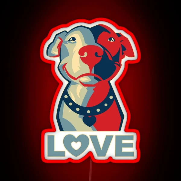 Pitbull LOVE RGB Neon Sign