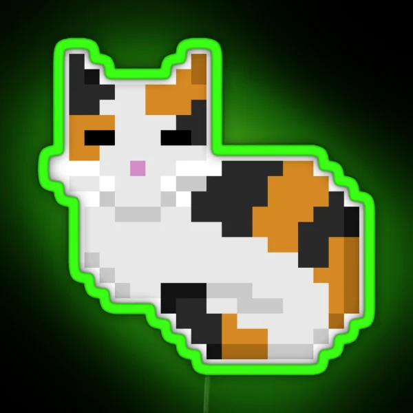 Pixel Cat Calico RGB Neon Sign