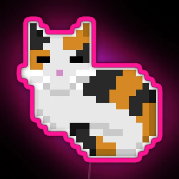 Pixel Cat Calico RGB Neon Sign