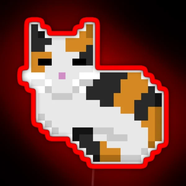 Pixel Cat Calico RGB Neon Sign