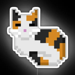 Pixel Cat Calico RGB Neon Sign