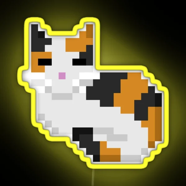 Pixel Cat Calico RGB Neon Sign