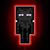 Pixel art inspired Enderman character in vibrant RGB neon lighting.