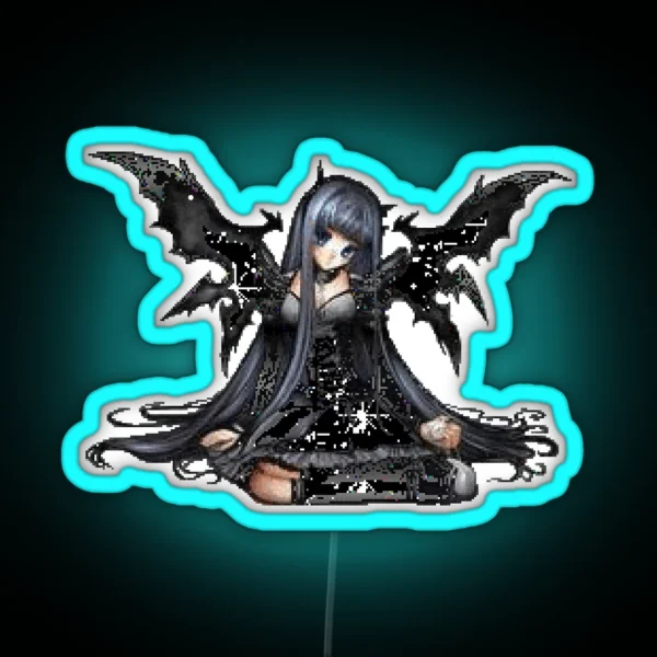Pixel Goth Demon Girl RGB Neon Sign