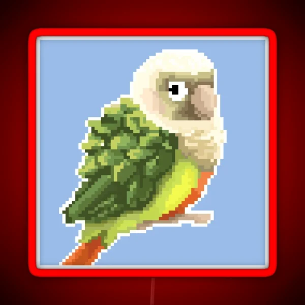 Pixel Pineapple Green Cheek Conure Blue RGB Neon Sign