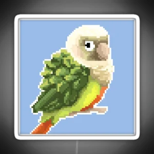 Pixel Pineapple Green Cheek Conure Blue RGB Neon Sign