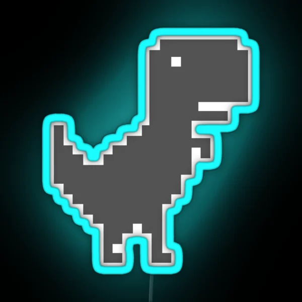 Pixel T Rex RGB Neon Sign