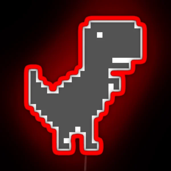 Pixel T Rex RGB Neon Sign