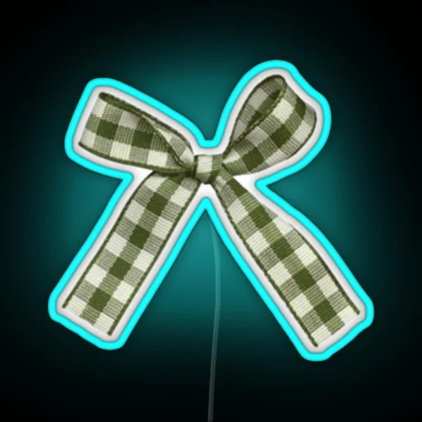 Plaid Green Bow RGB Neon Sign