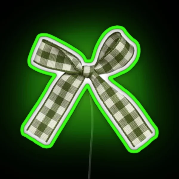 Plaid Green Bow RGB Neon Sign