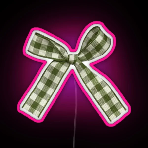 Plaid Green Bow RGB Neon Sign
