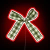 Retro Plaid Patterned Green Bow Accented RGB Neon Wall Decoration Sign