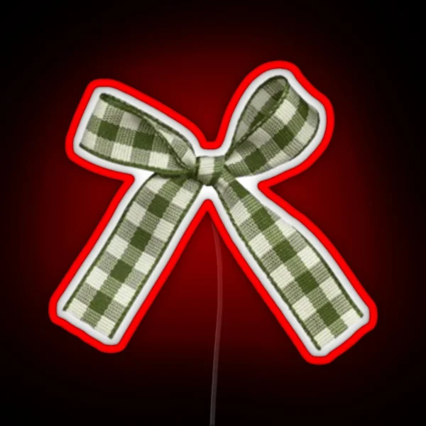 Plaid Green Bow RGB Neon Sign