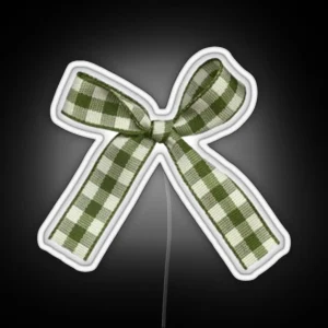 Plaid Green Bow RGB Neon Sign