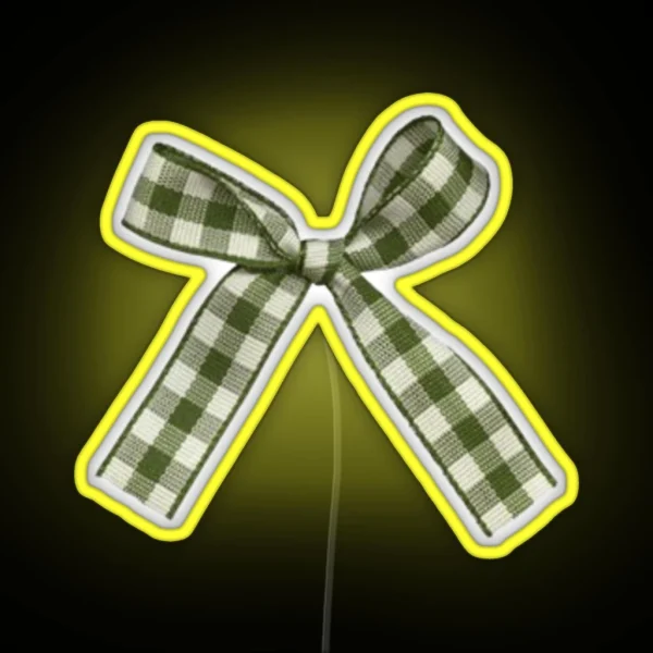 Plaid Green Bow RGB Neon Sign