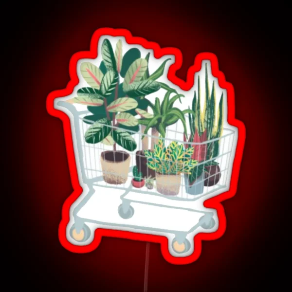 Plant In Shopping Cart RGB Neon Sign