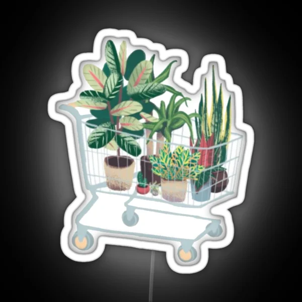 Plant In Shopping Cart RGB Neon Sign