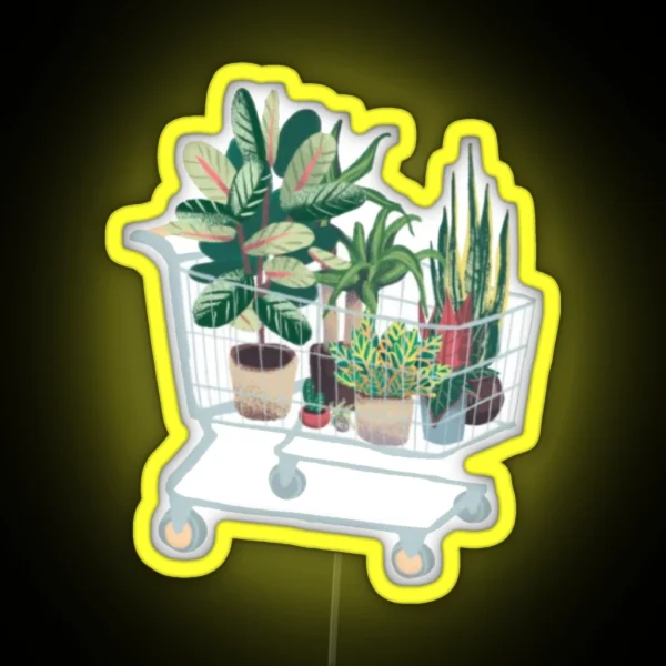 Plant In Shopping Cart RGB Neon Sign