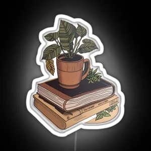 Plant Mug Book Pile RGB Neon Sign