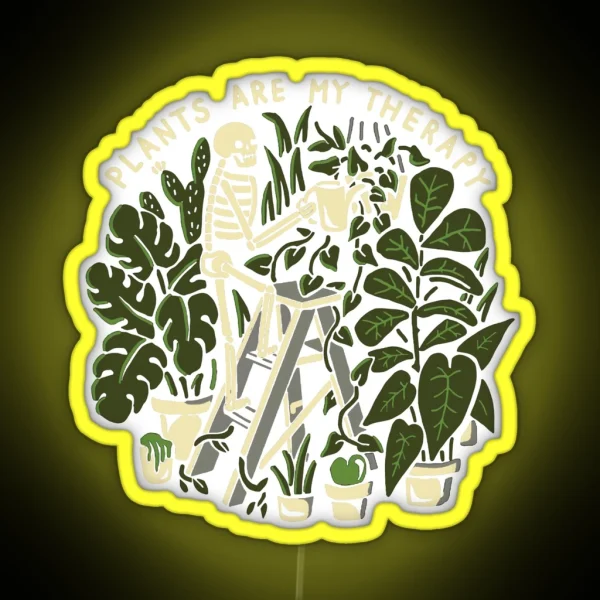Plants Are My Therapy Skeleton RGB Neon Sign