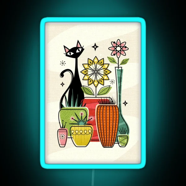 Plants Pots And A Pussycat Studioxtine RGB Neon Sign