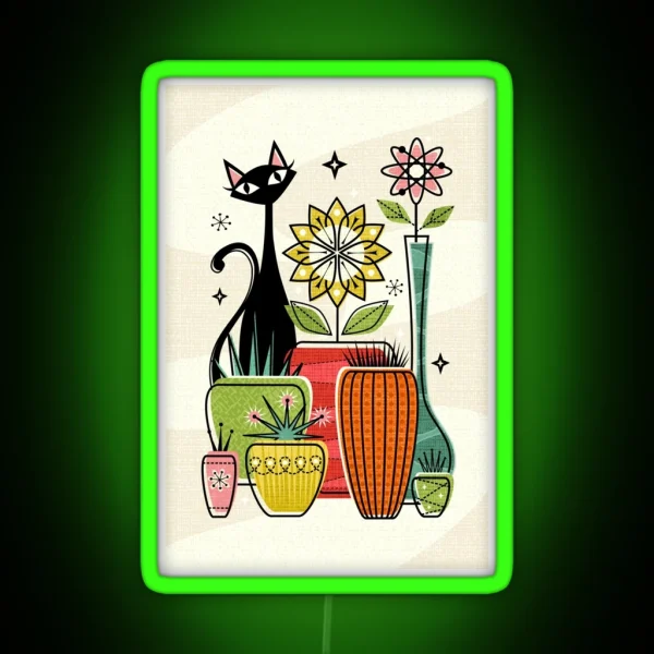 Plants Pots And A Pussycat Studioxtine RGB Neon Sign