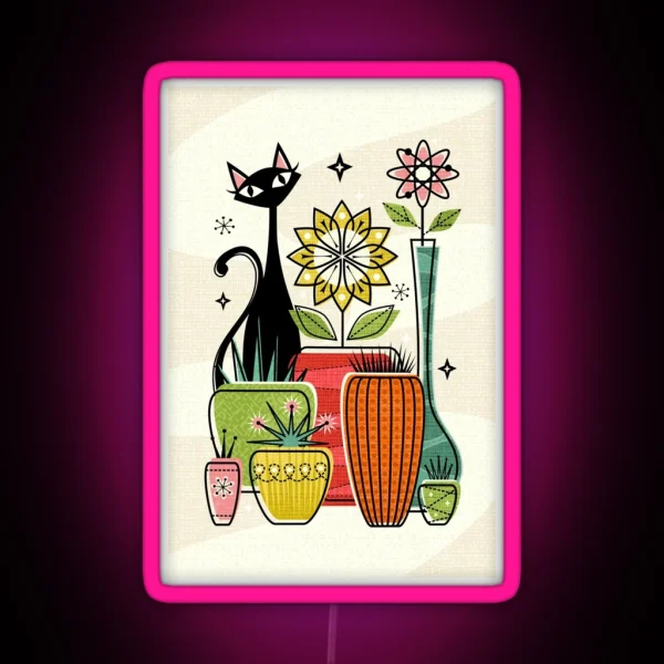 Plants Pots And A Pussycat Studioxtine RGB Neon Sign
