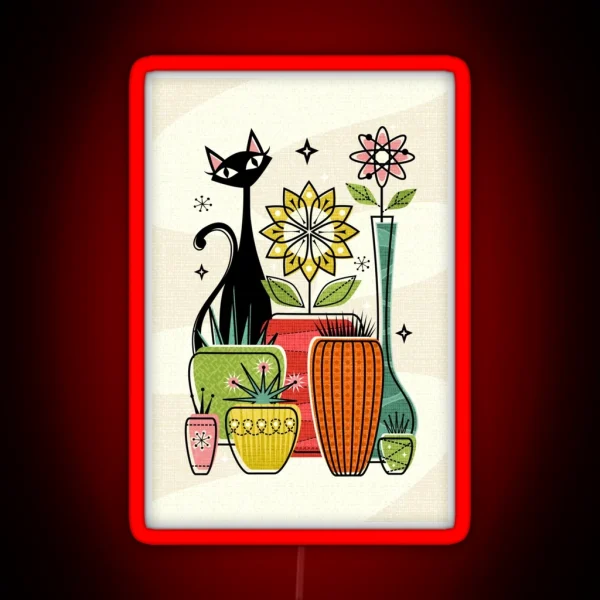 Plants Pots And A Pussycat Studioxtine RGB Neon Sign