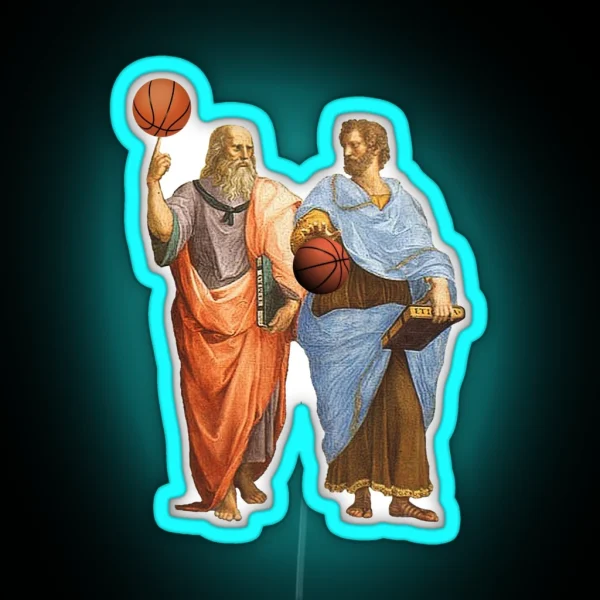 Plato And Aristotle In Epic Basketball Match RGB Neon Sign