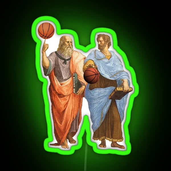 Plato And Aristotle In Epic Basketball Match RGB Neon Sign