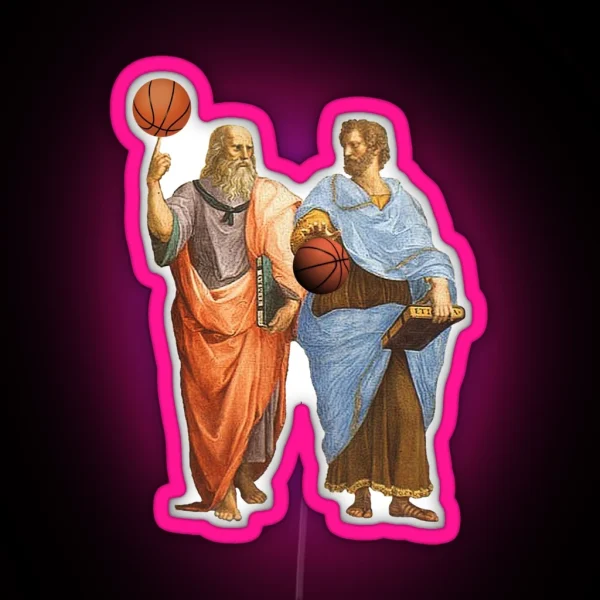 Plato And Aristotle In Epic Basketball Match RGB Neon Sign