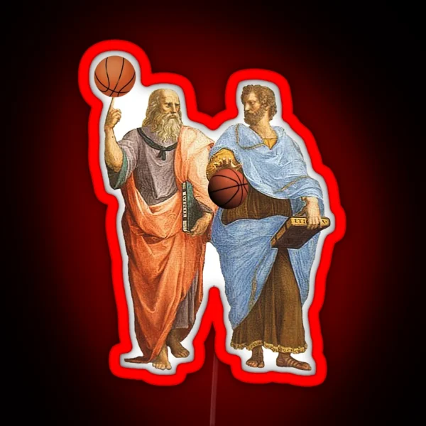 Plato And Aristotle In Epic Basketball Match RGB Neon Sign