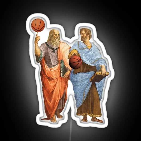 Plato And Aristotle In Epic Basketball Match RGB Neon Sign