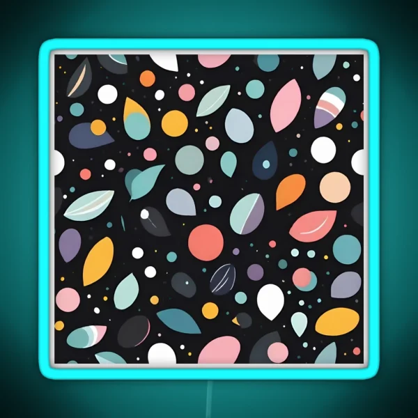 Playful Abstract Leaves Pattern RGB Neon Sign