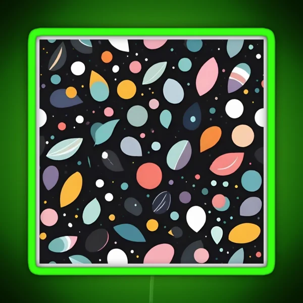 Playful Abstract Leaves Pattern RGB Neon Sign