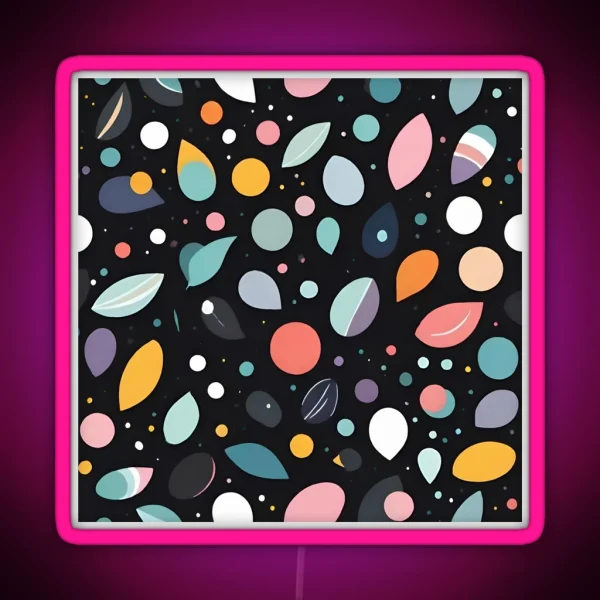 Playful Abstract Leaves Pattern RGB Neon Sign